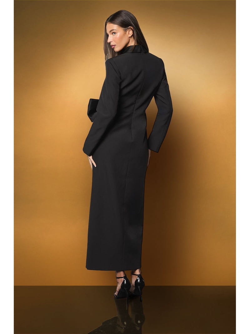 coast black satin dress Coast Women's Bow Back V Neck Satin Bridesmaid Dress in Black