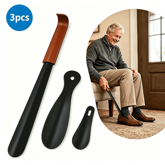 WLGJL Metal Shoe Horn Long Handle for Seniors Men Women, Small Shoe Spoon Boot Horn (3pack)