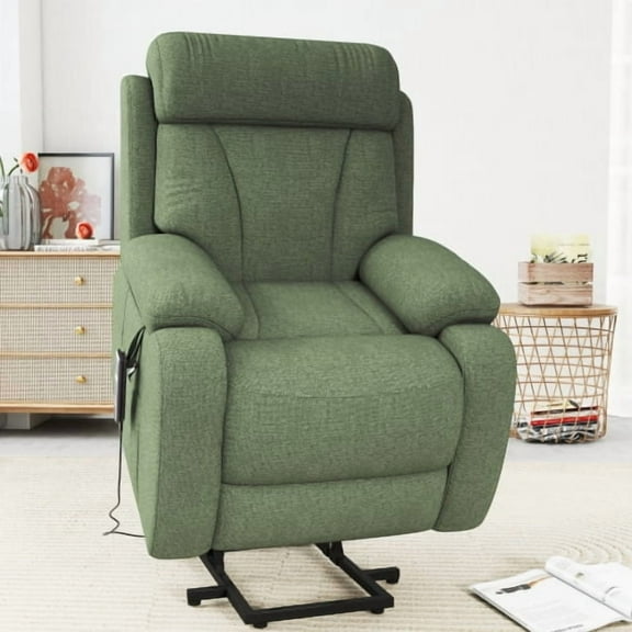 Power Lift Chair Recliner for Elderly, Remote Control Recliner Sofa with Anti-Skid Fabric, Wide Seat Lift Chair for Living Room, Dark Green