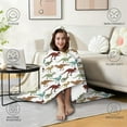 thumbnail image 4 of Wearable Blanket,White Dinosaur Silhouette Pattern Hooded Wearable Flannel Blanket for Adults & Teens,Winter Poncho Shawl Wrap Cape Cozy Anti-Pill,60"x80", 4 of 5
