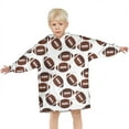thumbnail image 3 of Brown Footballs Repeat Pattern Blanket Hoodies for Kids 6-13YR Oversize Wearable Blanket Hoodies for Boys Girls Teens, 3 of 7