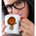 thumbnail image 2 of 3drose, Funny Cute Lion Playing Soccer Cartoon Art, 11oz Two-tone Red Mug, 2 of 6
