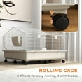 thumbnail image 5 of PawHut Small Animal Cage, Rolling Guinea Pig Cage with Water Bottle, Hay Feeder, Food Dish, Ramp, for Rabbits, Hedgehogs, 35" x 35" x 25", White, 5 of 9
