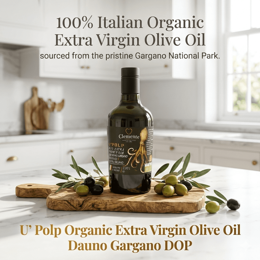 Clemente U' Polp Organic Extra Virgin Olive Oil 16.9 fl oz (500 ml) – Italian DOP EVOO, Cold Pressed, Single Origin