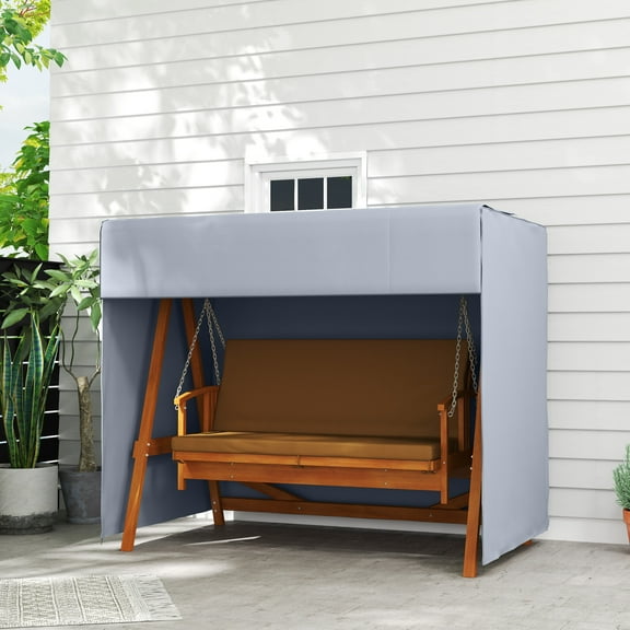 Outsunny Outdoor Patio Hammock Porch Swing Cover with UV, Water, & Dust Fighting Material, 81" x 49" x 65", Dark Gray