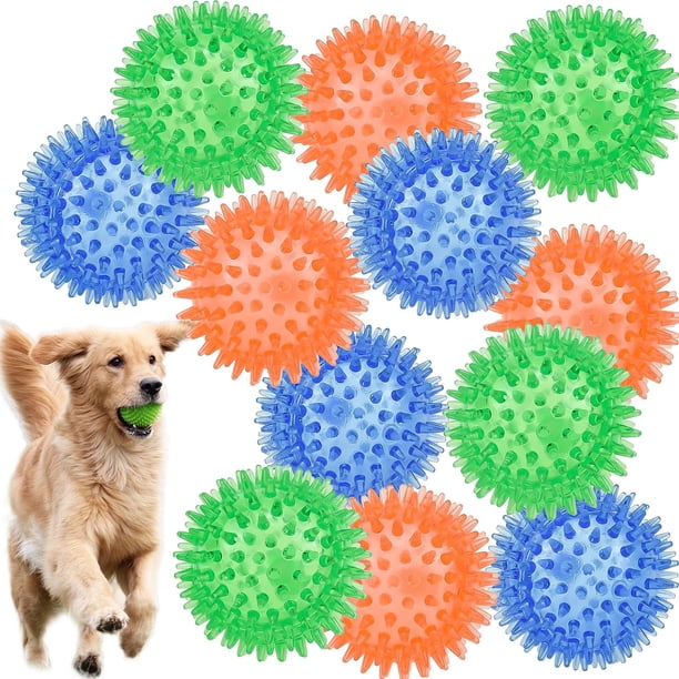 Juguete para perros LECHONG Squeaky Spiky Ball, paquete de 12 unidades, para masticadores agresivos