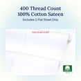 thumbnail image 4 of White King Size Flat Sheet Soft & Durable, 100% Cotton, 400 Thread Count Sateen, Smooth & Breathable Top Sheet Only (Pure White), 4 of 8