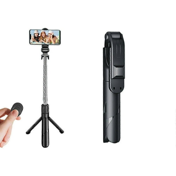 2pcs Black Extendable Bluetooth Selfie Stick With Wireless Remote Tripod Stand