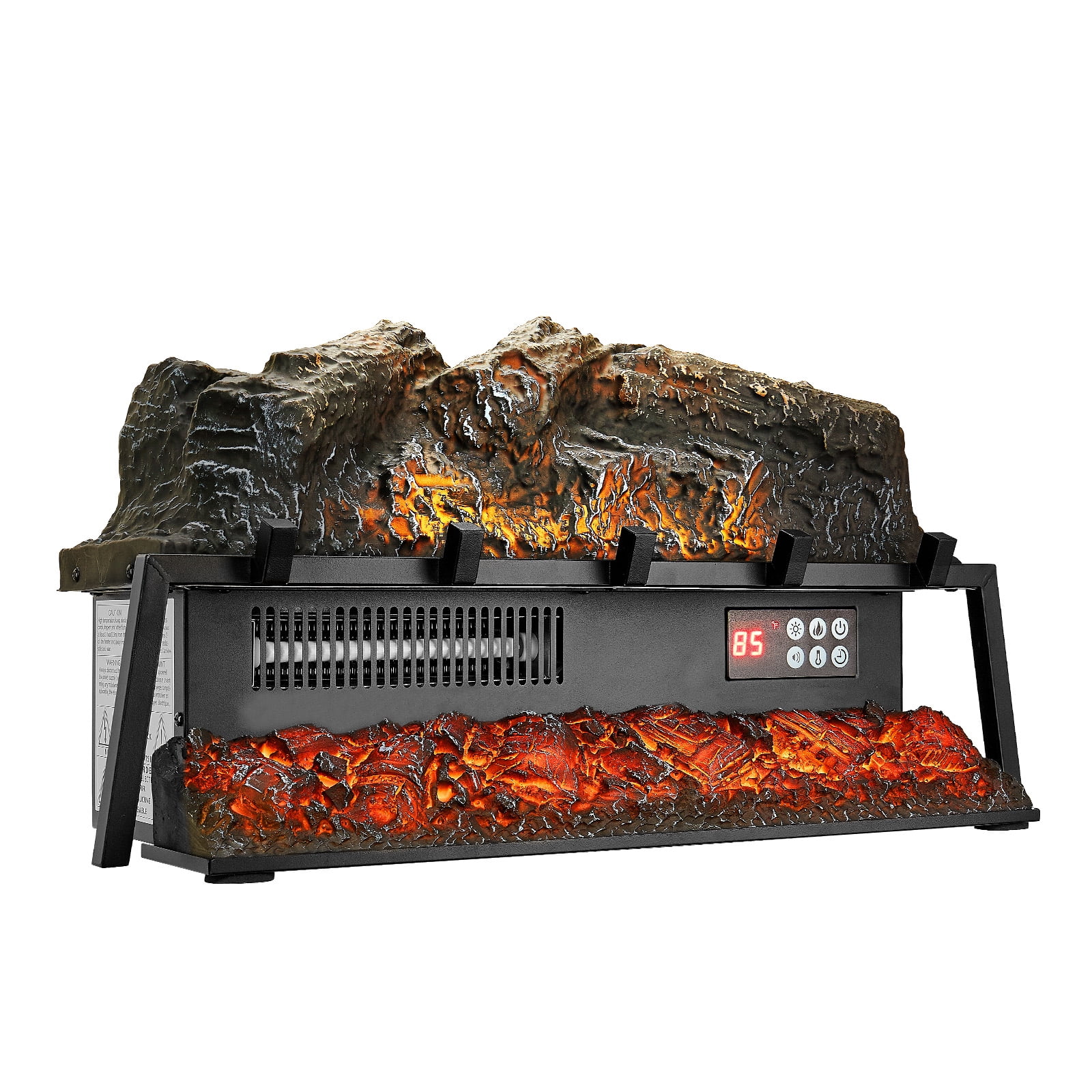KFFKFF Electric Fireplace Log Heater, 25-Inch Insert with Crackling Sound, Remote Control, Adjustable Flame Brightness, Timer, Overheat Protection, and Thermostat for Home Decoration, Black