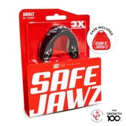SAFEJAWZ Sports Mouth Guard with Case, Dual Layer Adult and Youth Mouthguard (Black Fangz, Adult (12+ Years))