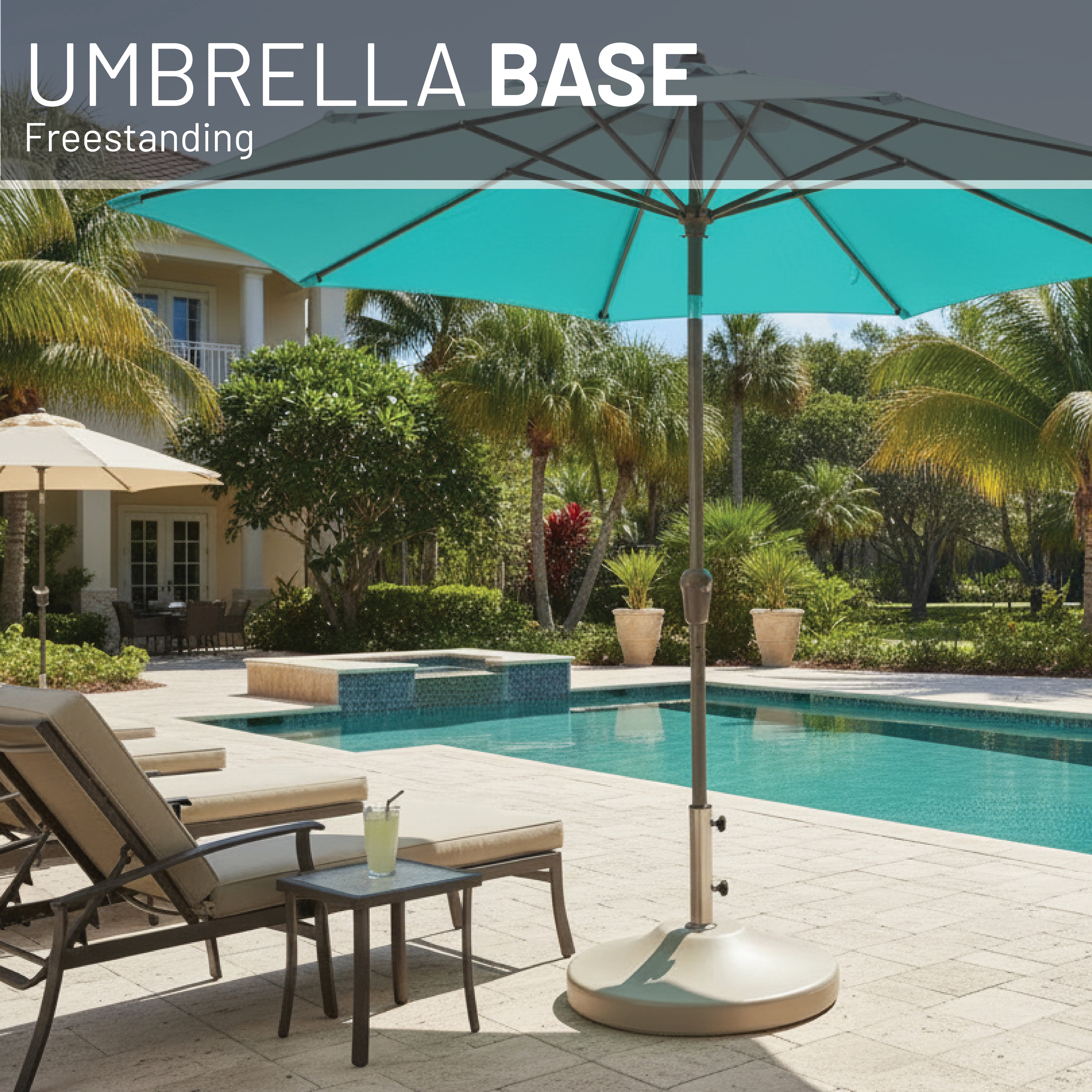 US Weight 120LB Concrete Filled Free Standing Umbrella Base in Beige