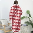 thumbnail image 6 of Women's Christmas Fleece Lined Sleepwear Robes Hooded Long Sleeve Print Long Bathrobes with Pockets Red FreeSize120cm, 6 of 7