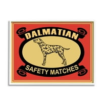 Stupell Industries Vintage Dalmatian Safety Matches Illustration Red Yellow, 11 x 14, Designed by Mark Rogan