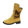 thumbnail image 3 of Willtoo Womens Polka Dot Lace Up Mid Calf Combat Boots, Back Zipper Round Toe Chunky Block Heel Boots, Non Slip Lug Sole Fashion Winter Boots, 3 of 6