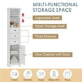 thumbnail image 4 of EUROCO Bathroom Storage Cabinet,Wood Linen Cabinet, Narrow Tall Cabinet Storage Tower with Adjustable Shlef,Door and 3 Drawers,Painted Finish, White, 4 of 7