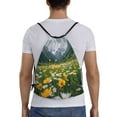 thumbnail image 4 of Hirioo Mountain Daisy Meadow Print Drawstring Backpack Bag Sport Versatile Sports Backpack for Gym, Travel, Swimming, Beach, 4 of 9
