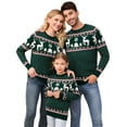 thumbnail image 6 of Family Christmas Sweater Crew Neck Reindeer Snowflakes Knitted Pullover for Kids, Green, Size 120, 6 of 6