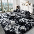thumbnail image 4 of Socofuz Luxury Fluffy Rug, Soft Indoor Modern Carpets for Living Room Bedroom Nursery, 8x10 ft,Tie-dye Black and White, 4 of 7