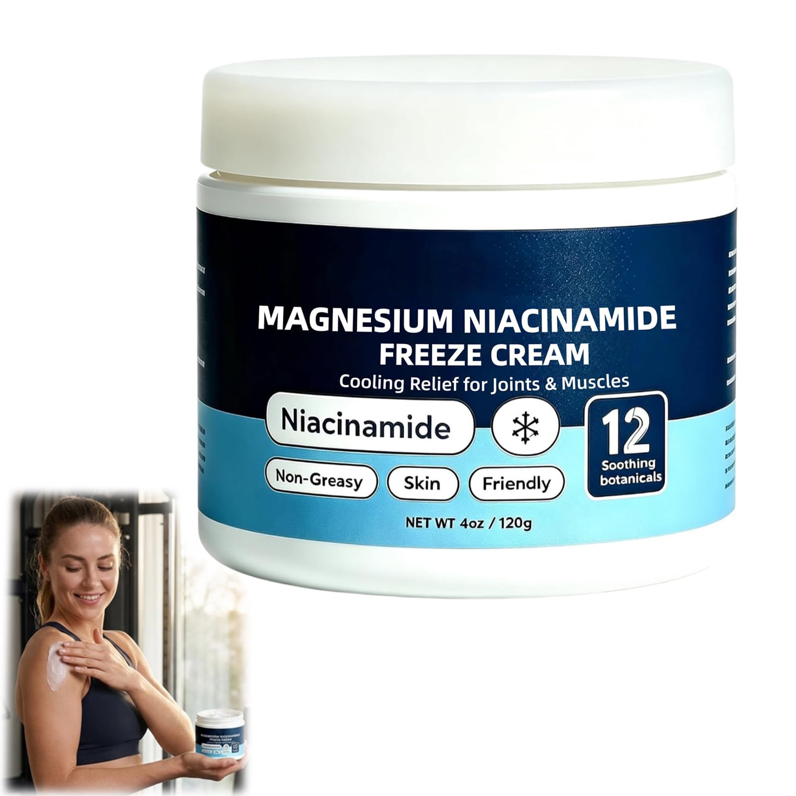 Agelore Magnesium Niacinamide Freeze Cream, Cooling Body Cream with 12 Botanicals, Non‑Greasy Fast‑Absorbing for Joints Legs Feet.(1Pcs)
