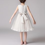 Flower Girl Dress Kids Baby Bowknot Tutu Princess Wedding Bridesmaid Birthday Party Pageant Dress 3-14T White 3-4 Years