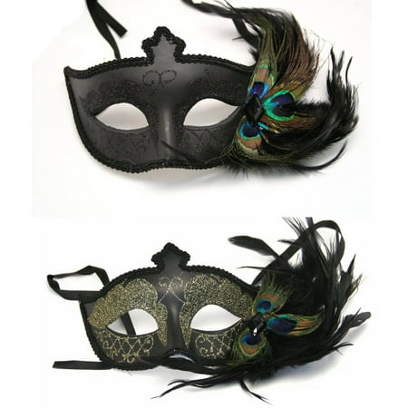 Black Venetian Mask With Feathers