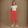 thumbnail image 2 of Lenpel Girls' Capri Pants Loose High Waisted Stretchy Tapered Cropped Lounge Pants Soft Casual Capris Sweatpants 4-14 Y, 2 of 7