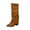 Brown, variant on Xfvqtps Winter Boots for Women Fashion Knee High Boots with Adjustable Buckle Chunky Heel Pointed Toe Faux Suede Slouchy Casual Boots Black