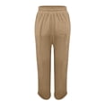 thumbnail image 4 of Cropped Linen Pants Women Petite Summer Casual Lightweight Ankle Length Loose Fit Straight Leg Trousers with Pockets 2XL, 4 of 5