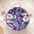 thumbnail image 4 of Ambesonne Floral Fitted Round Tablecloth, Tropical Forest Leafy Art, 56"- 60" Diameter, Quartz Indigo and Soft Blue, 4 of 5