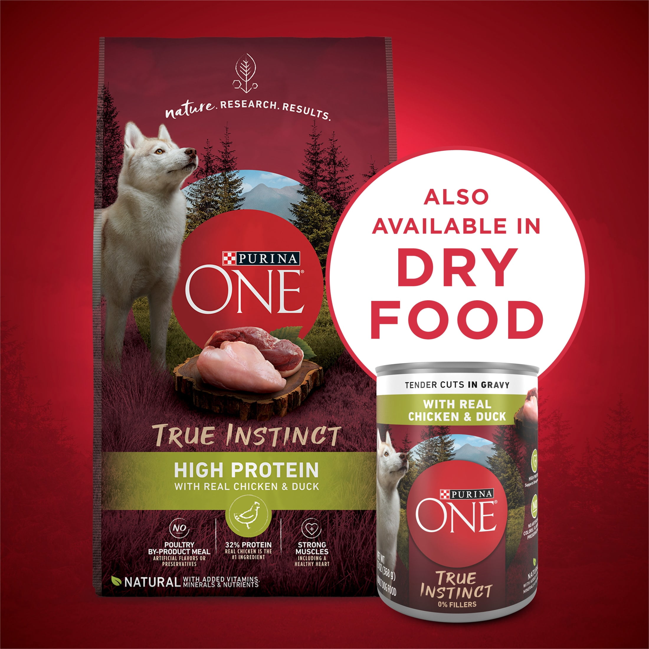 (6 pack) Purina ONE True Instinct Wet Dog Food, High Protein Soft Chicken & Duck, 13 oz Can