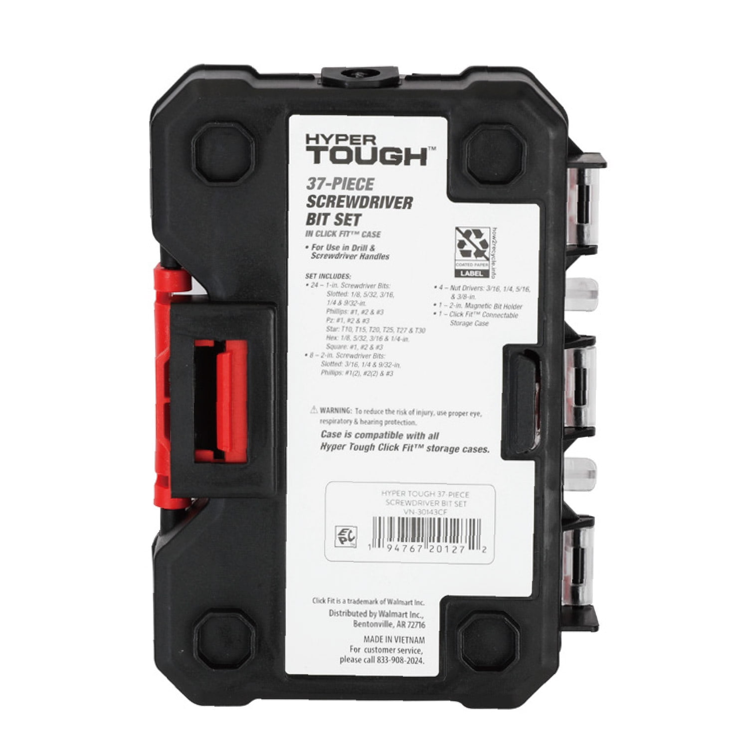 Hyper Tough 37-Piece Screwdriver Bit Set in Click Fit Case