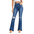 thumbnail image 4 of jelly jeans Womens High Rise Distressed Crop Stretch Denim Jeans Wide Leg Jeans, 4 of 5