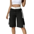 thumbnail image 2 of Hvogkswy Cargo Shorts Women, Elastic Button Zipper Waist Straight Leg Shorts with Multi Pockets Soft Loose Summer Casual Cargo Shorts, 2 of 6