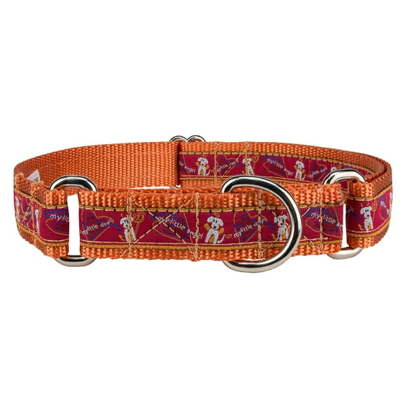 Country Brook Design® My Little Angel/Devil Woven Ribbon Martingale Dog Collar