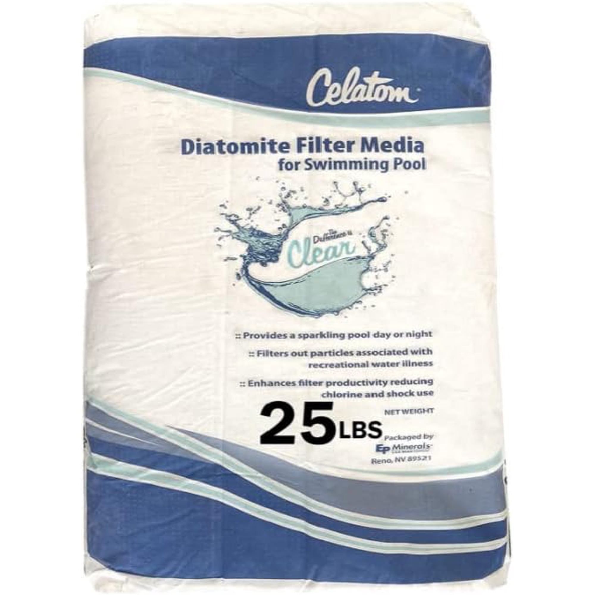 Celatom Diatomaceous Earth DE Pool Filter Aid – Swimming Pool & Spa Filtration - 25 Pounds