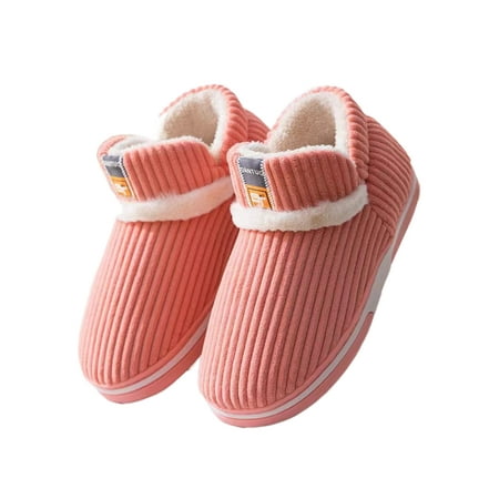

UKAP Womens Casual Winter Warn Slipper Indoor Comfort House Slippers Slip On Fuzzy 1802 [High Gang Cotton Shoes] Pink 7-7.5