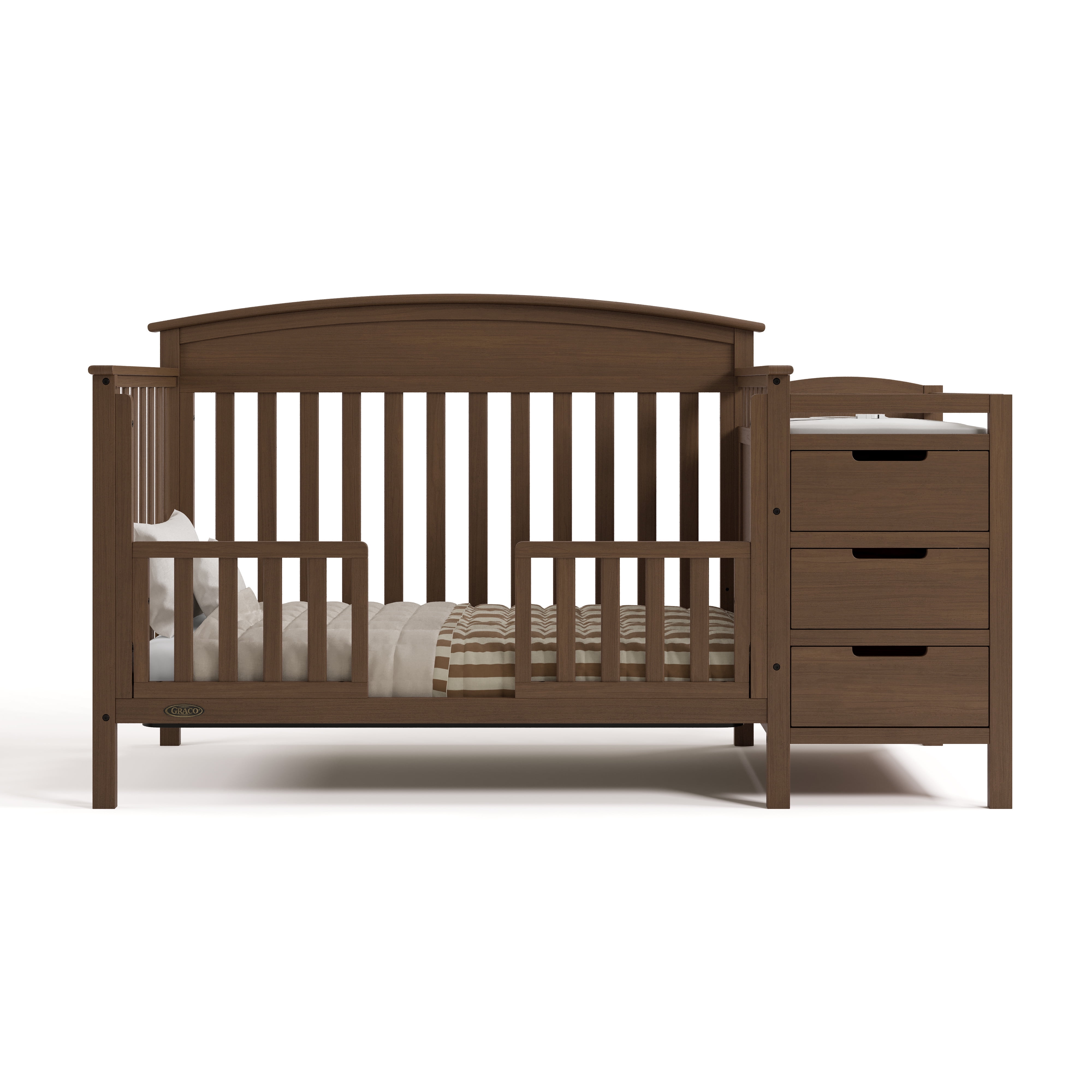 Graco Benton 4-in-1 Convertible Baby Crib and Changer, Hazelnut