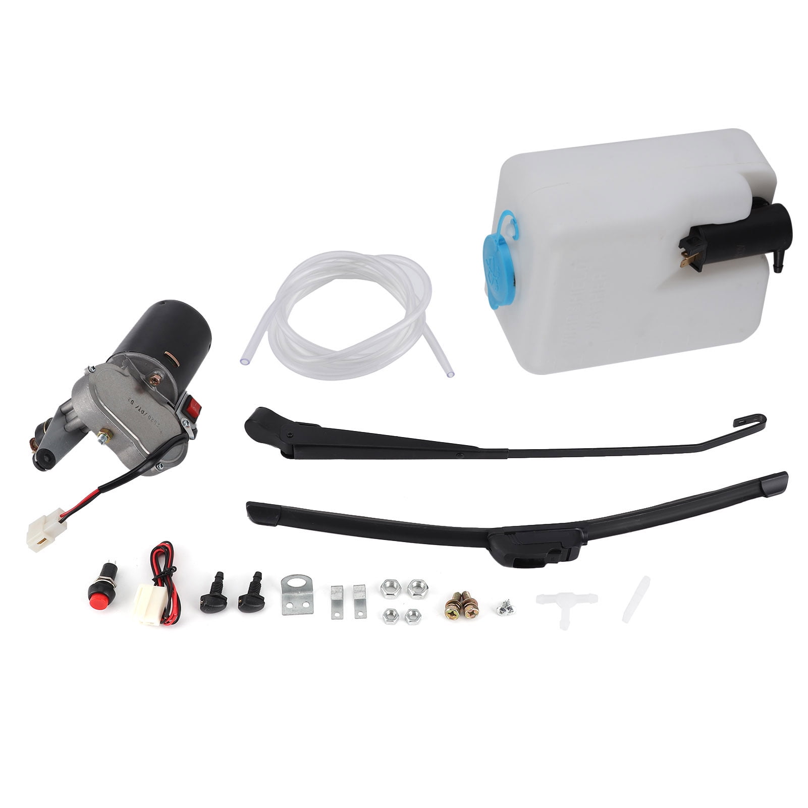 Windshield Wiper Assembly Kit, Includes Motor Wiper Blade Arm Water Spout, Water Bottle Windshield Kit Windshield Wiper  for Flat Windshields for UTV ATV