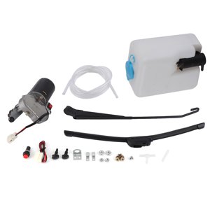 Windshield Wiper Assembly Kit, Includes Motor Wiper Blade Arm Water Spout, Water Bottle Windshield Kit Windshield Wiper  for Flat Windshields for UTV ATV