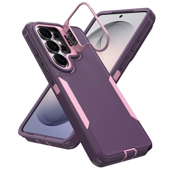 Dteck Case for Samsung Galaxy S23 Ultra, Shockproof TPU PC Case Built in Stash Stand Back Cover for Galaxy S23 Ultra,Purple