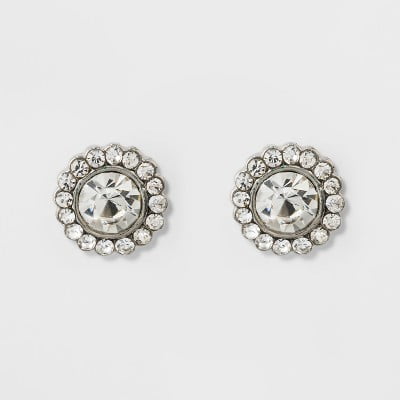 Pave Flower Stud Earrings - A New Day? Silver