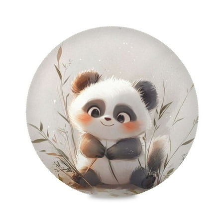 

Round Plate Mat 15.4x15.4 Inchesx1 Placemat Table Mat Kitchen Mat Coffee Mat Fabric Thick Strong Wear-Resistant Heat Resistance Beautiful Smiling Panda