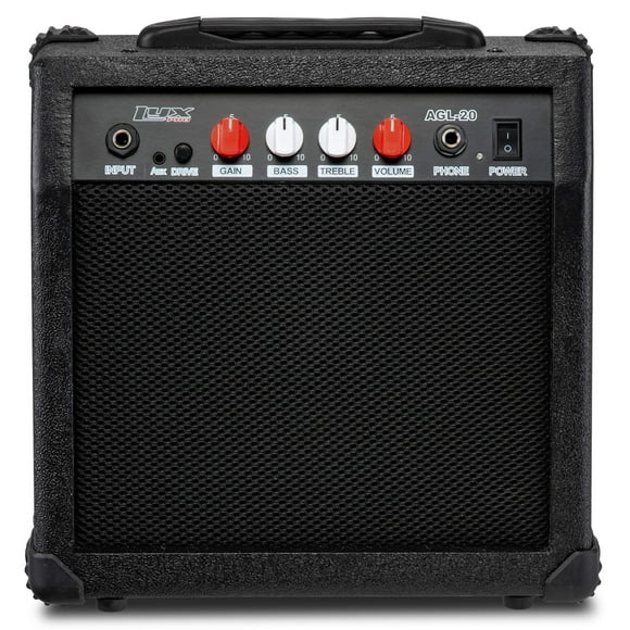 Amplificador LyxPro de 20 W para guitarra eléctrica con altavoz, color negro