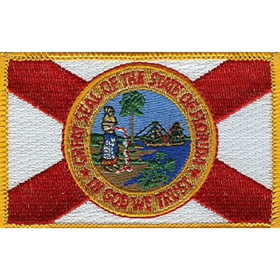 LOT OF 25!! Florida Patch 3.50" x 2.25", State of Florida Embroidered Iron On or Sew On Flag Patch Emblem