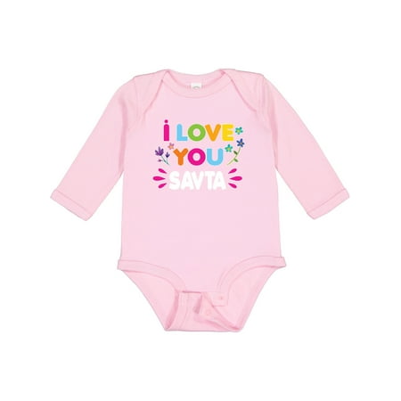 

Inktastic I Love You Savta with Flowers Girls Long Sleeve Baby Bodysuit