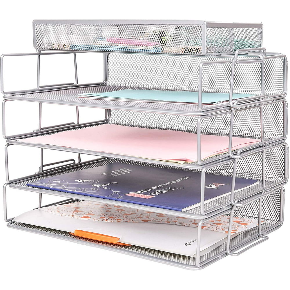 ANNOVA Wire Mesh Desk Organizer Letter Tray 4 Tiers + Organiser