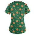 thumbnail image 3 of Inglocry Christmas Scrub Tops Woman V Neck Short Sleeve Nursing Tops with Pockets Winter Holiday Print Scrub Top with Pockets Green S, 3 of 5