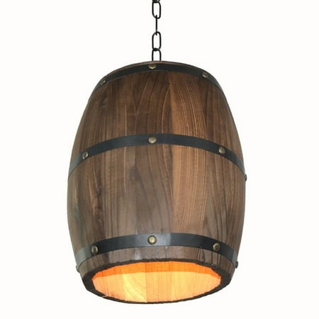 Outdoor Wine Barrel Chandelier Creative Retro Distinctive Wood Wine Barrel Hanging Fixture Ceiling Pendant Decoration Lamp Lighting Bar Restaurant Cafe Light ()