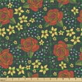 thumbnail image 2 of Floral Sofa Upholstery Fabric by the Yard, Continuous Rose Flowers Pointed Petals Twigs Buds Illustration, Decorative Fabric for DIY and Home Accents, Multicolor by Ambesonne, 2 of 5