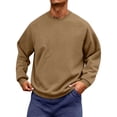 thumbnail image 4 of Domuza Mens Classic Crewneck Pullover Sweatshirts, Lightweight Breathable Long‑Sleeve Solid Tops, Slim‑Regular Fit, Y2K Street Style Casual Sweatshirt, 4 of 6